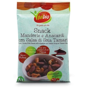 Snack mandorle e anacardi con salsa soia tamari
